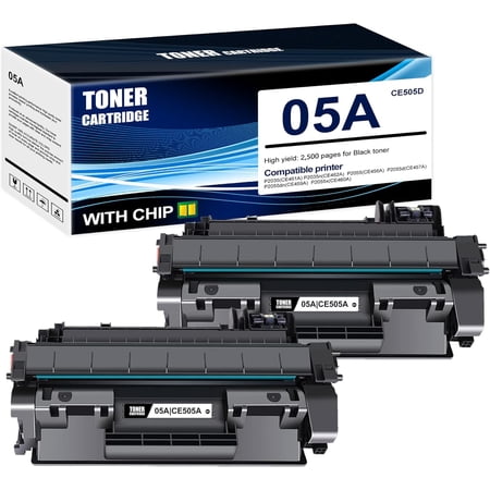 2-Pack Black 05A CE505D Toner Cartridge: Compatible 05A CE505D Replacement for HP P2035 (CE461A) P2035n (CE462A) P2055 (CE456A) P2055d (CE457A) P2055dn (CE459A) P2055x (CE460A) Printer