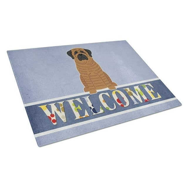 Carolines Treasures BB5596LCB Mastiff Brindle Welcome Glass Cutting Board - Large