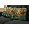 thumbnail image 5 of Ambesonne Cat Throw Pillow Cover 4 Pack, Fantasy Peacock, 20", Orange Green Blue, 5 of 5