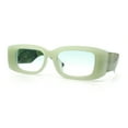 thumbnail image 4 of Womens Beveled Rectangle Mod Thick Plastic Fashion Sunglasses Light Green - Blue, 4 of 8