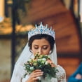 thumbnail image 6 of Shinning Princess Headpieces Rhinestone Tiara Flower Girl Headband Headwear Bridal Crown for Proms Birthday Halloween Bridesmaid Photo Props Dark Blue, 6 of 9