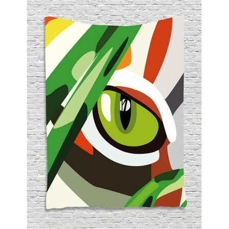 Eye Tapestry Wild Feline Cat Tiger Eye Behind Bushes