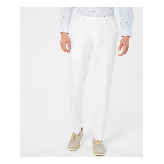 BAR III Mens White Flat Front, Slim Fit Suit Separate Pants W32/ L32
