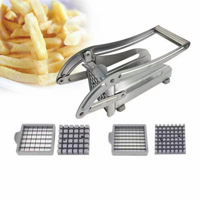 French Fries Cutter Potato Cutter Stainless Steel Potato Slicer For Potatoes Carrots Cucumbers Grater with Container & Slice Cheese Holder Ice Chopper compatible with Machine Tortilla compatible with