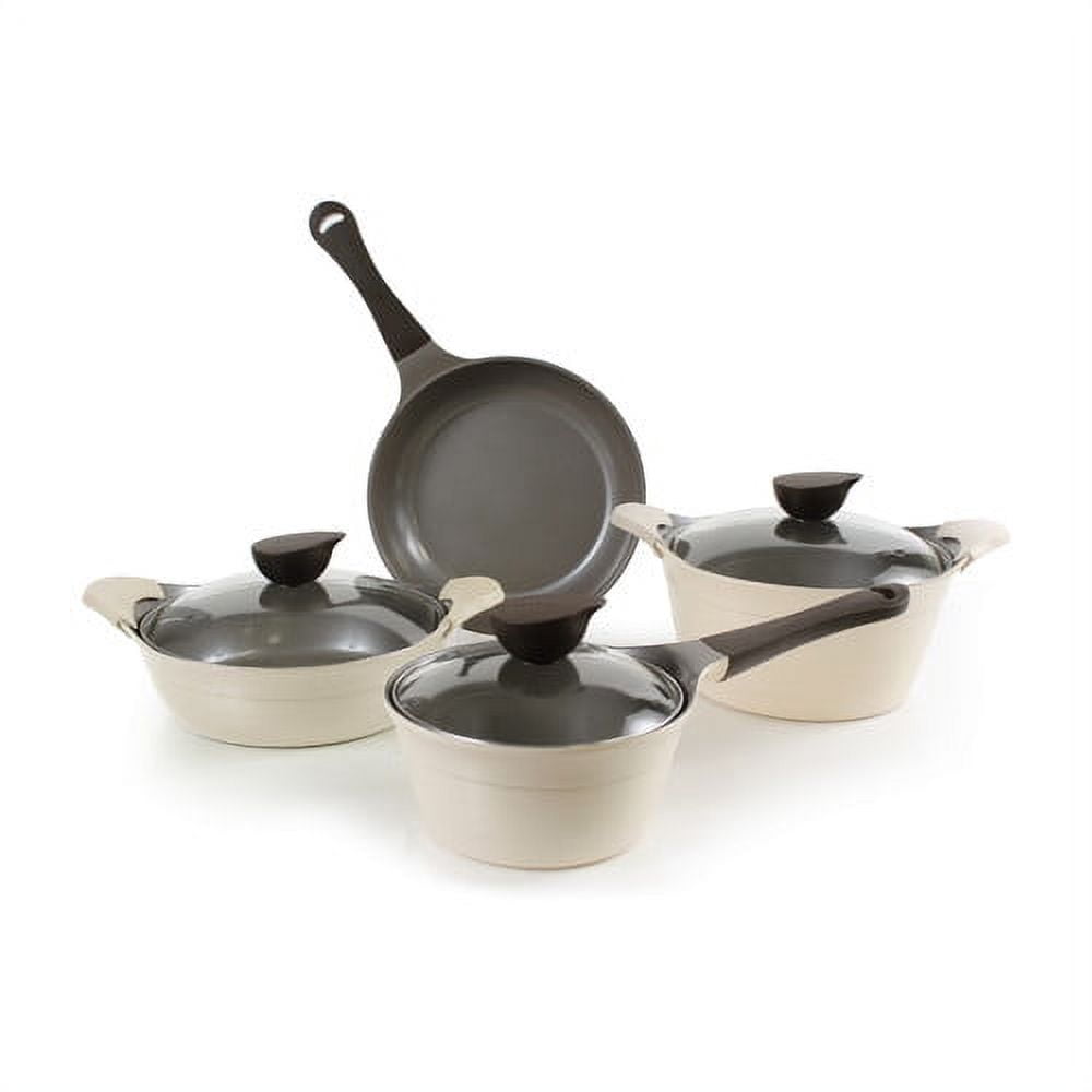 Neoflam Eela 7pc Cookware Set in Ivory, Glass Lid 