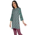 thumbnail image 2 of Moomaya Robe Kurti Courte Indienne Imprimée en Poly-Crêpe Tunique à Col Fermé Robe Mini, 2 of 5