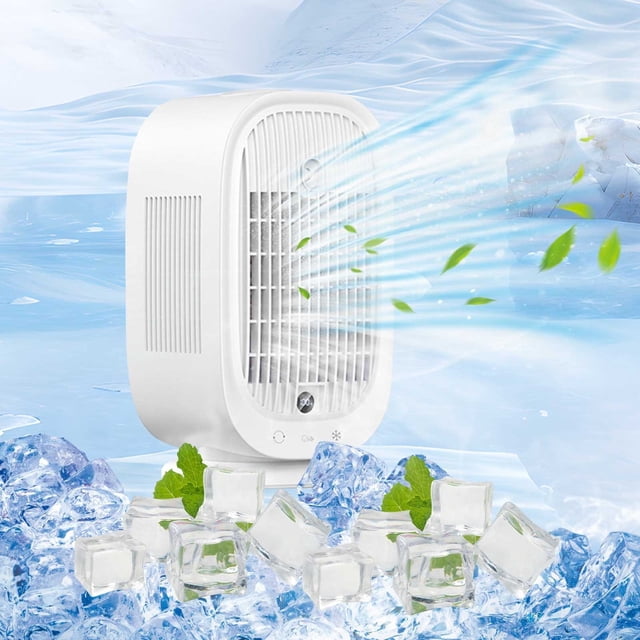 Rewenti Powerful Ice Desktop Fan 4000Mah Battery, 6-Speed Digital Display Spray Automatic 3-Gear Oscillating