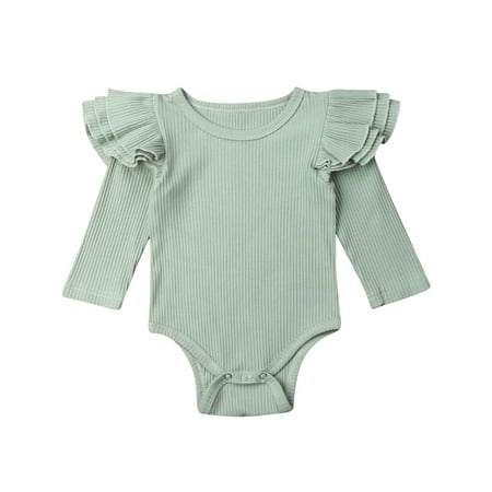 

Infant Newborn Baby Rompers Boys Girls Cotton Knitted Playsuit Ruffles Jumpsuit Long Sleeve Autumn Winter Warm Bodysuit 0-24M
