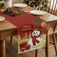 thumbnail image 3 of Merry Christmas Snowman Table Runner 13x60in Non-Slip Cotton Linen Table Runners, Xmas Tree Red Gold Theme Dresser Scarves TableRunner for Dinner Kitchen Dining Wedding Party, 3 of 9