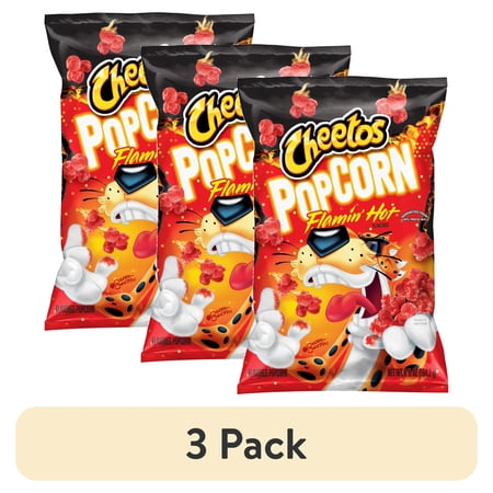 (3 pack) Cheetos Flamin' Hot Popcorn Flavored Snacks, 6.5 oz Bag (Packaging may Vary)