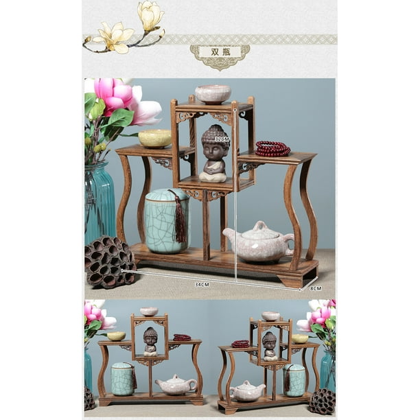 Wood Base Retro Small Vase Display Stand Vase Stand Figurine Display Base Riser