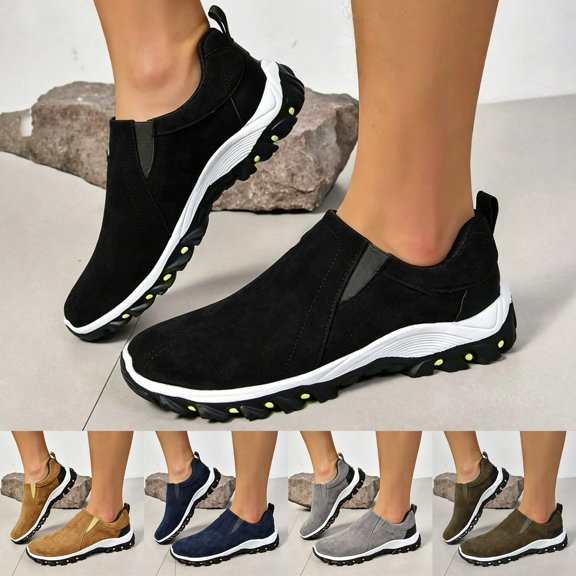 Pandaie Men's Slip on Loafer Walking Shoes Faux Suede Comfortable Lightweight Outdoor Hiking Sneakers Non Slip Casual Fashionable Work Shoe Size 7‑12