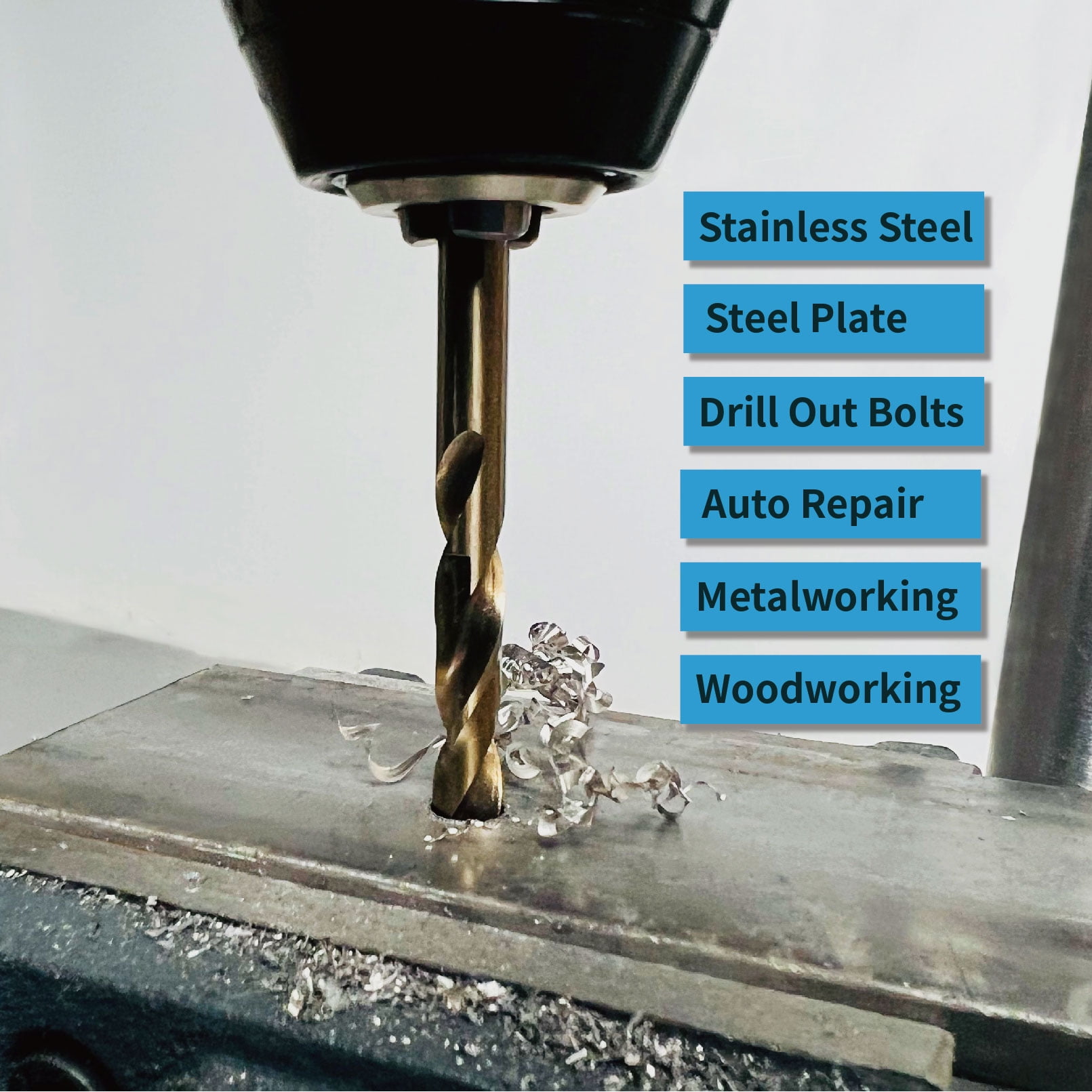 STROTON 5% Cobalt Drill Bits Set, for Stainless Steel and Hardened Steel, 1/16-3/8 Inch(21Pcs)