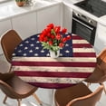 thumbnail image 2 of Vintage American Flag Table Cloth, Round Fitted Tablecloths with Elastic Edge, Retro Rustic USA Flag Wipeable Waterproof Table Cover for Kitchen Wedding 45-54 Inches, 2 of 4