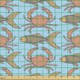 thumbnail image 2 of Ambesonne Marine Fabric by the Yard Upholstery, Crab and Fish Pattern Sketch, 5 Yards, Blue Orange, 2 of 5