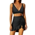 thumbnail image 2 of Trajes de baño para mujer trajes de baño de bikini para mujer trajes de baño sólidos de dos piezas trajes de baño de vendaje trajes de baño negros sin espalda con cuello redondo negro L, 2 of 6