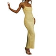thumbnail image 6 of Women's Summer Long Fitted Dress Sleeveless Contrast Color Split Hem Spaghetti Strap Dress, 6 of 9