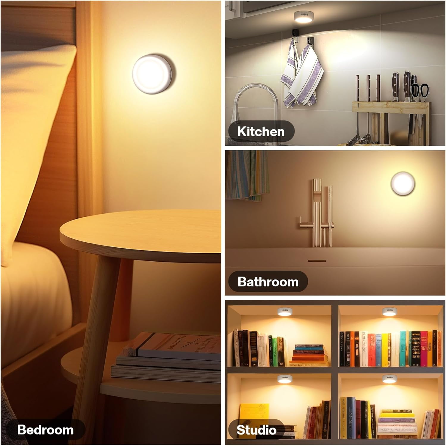 RGHJAR-Puck Lights - LED Color Changing, Dimmable Under Cabinet Lights with Wireless Remote Controls for Kitchen (1 Pack)