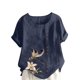 thumbnail image 2 of Xuyuer Womens Linen Tops 2026 Summer Short Sleeve Shirts Loose Crewneck Casual Boho Tops Vintage Embroidered Blouses Loose Short Sleeves, Fashion Blouses for Women, 2 of 5