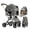 Gray, variant on Pet Stroller Dog Stroller Upto 55lbs,Cat Stroller 2-in-1 Removable Carrier & One-Click Folding (Gray)