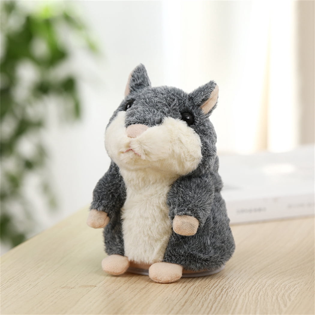 Happon Talking Hamster, 1 Pack Interactive Stuffed Plush Animal Talking Toy Cute Sound Effects with Repeats Your Said Voice, Best Buddy for Kids Gift Age 3+ (Gray)