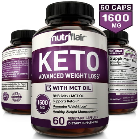 NutriFlair Keto Diet Pills 1600mg - Advanced Weight Loss Ketosis Supplement - BHB Salts (beta hydroxybutyrate) Ketogenic Carb Blocker and Fat Burner - Best Keto Capsules - Keto Pills for Women and (Best Cla Supplement To Take)