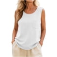 thumbnail image 4 of BUIGTTKLOP Womens Cotton Linen Tank Tops Crewneck Sleeveless Shirts Loose Fitted Casual Summer Beach Top, 4 of 7