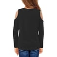 thumbnail image 5 of SERTG Kids Casual Cold Shoulder Shirts Long Sleeves Crewneck Loose Blouses Solid Color Spring Fall Tops for Children 3-12 Years (Black,5 Years), 5 of 5
