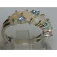 thumbnail image 4 of LBG British Made 10k White Gold Natural Opal & Blue Topaz Womens Eternity Ring - Size 12 - 33 size options, 4 of 7
