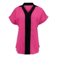 thumbnail image 4 of Tiqkatyck Women Summer Tops, Women's Fashion Short Sleeve Contrast Lapel Chiffon Loose Top, Summer Tops for Women, Shirts for Women Hot Pink M, 4 of 5
