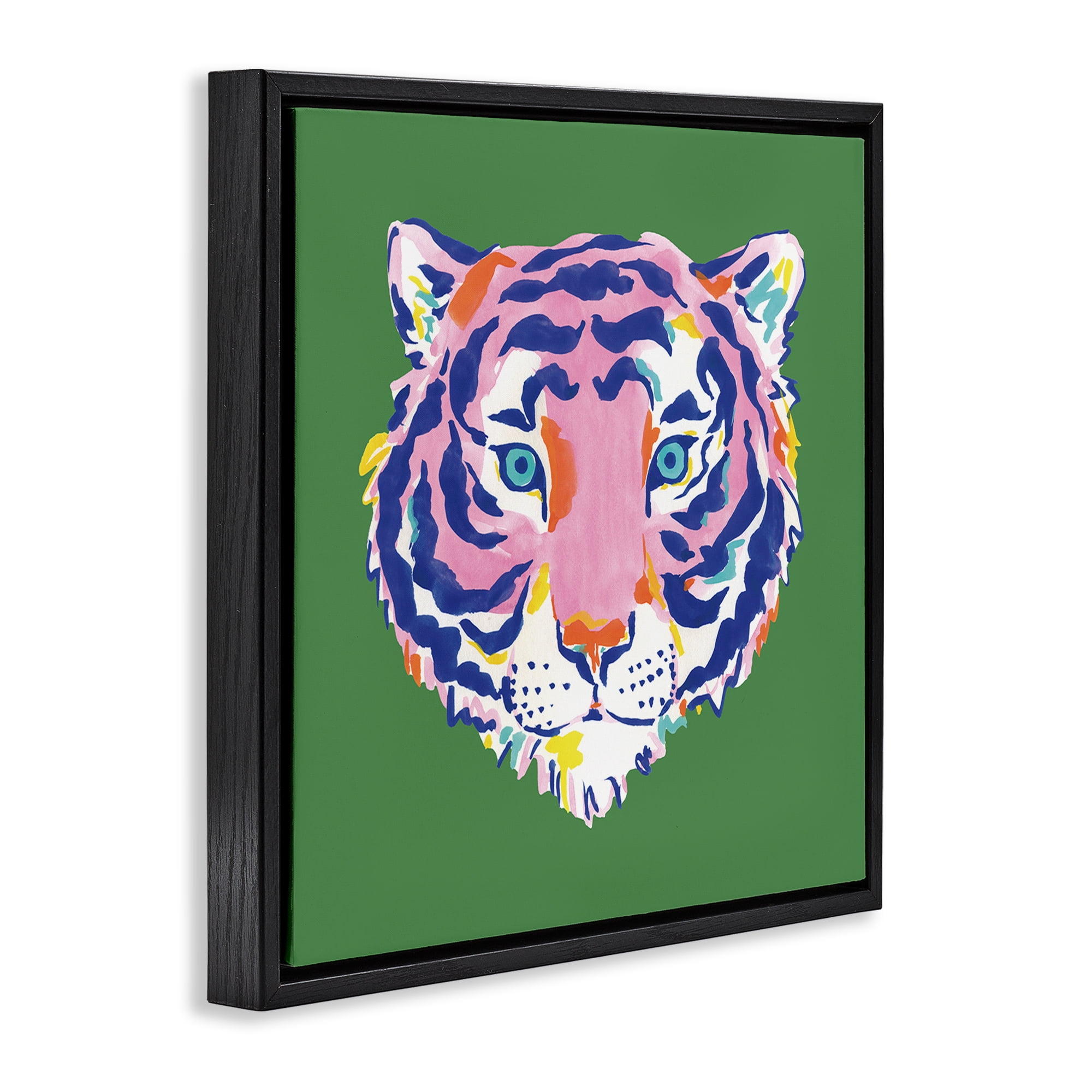 Stupell Industries Exotic Boho Tiger Face Black Framed Floater Canvas Wall Art, design by Karolina Sato