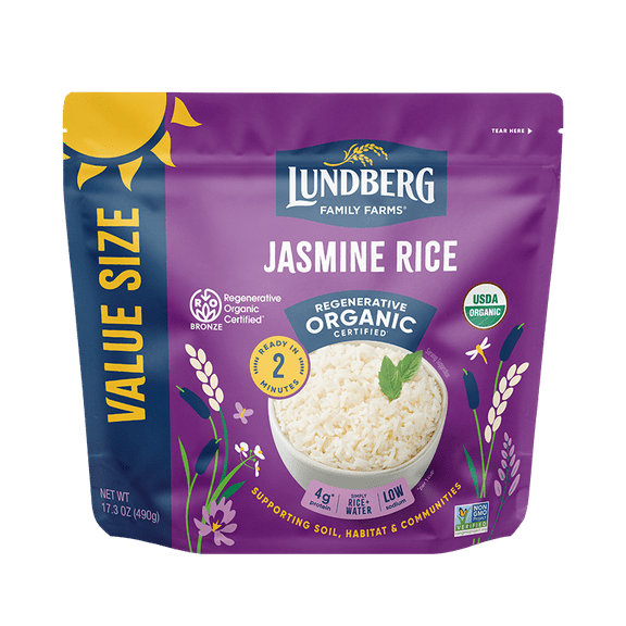 Pack of 6, Lundberg Family Farms Regenerative Organic Certified 2-Minute Jasmine Rice, Value Size, 17.3 oz