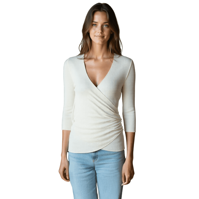 Blusa Mujer Manga 3 Cuartos Cuello V Comodidad y Estilo
