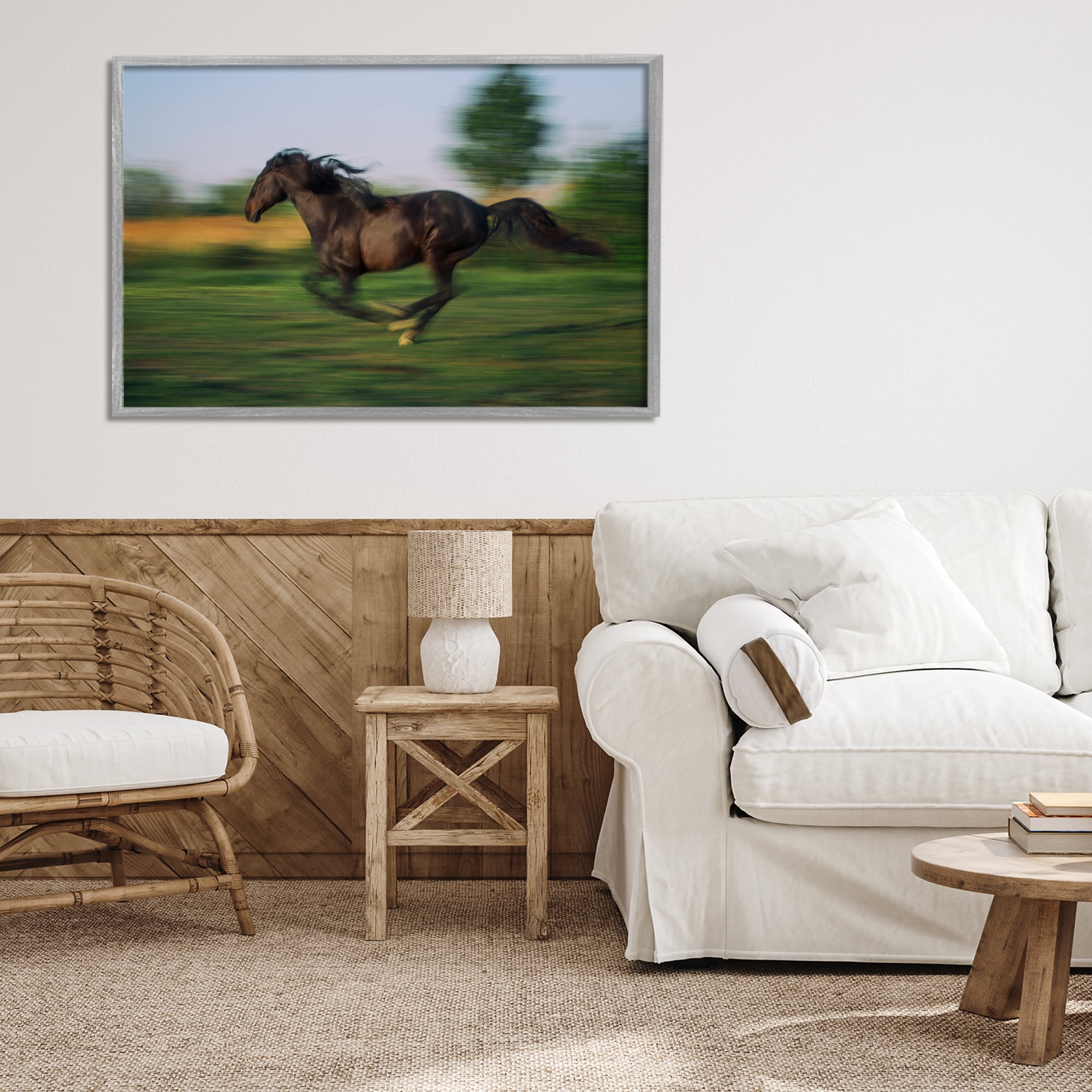 Stupell Industries Dashing Camargue Racehorse Gray Framed Giclee Art, design by Scott Stulberg