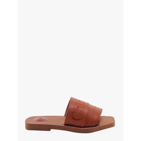 

WOMAN Leather sandals with embroidered logo