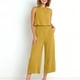 thumbnail image 4 of ICHUANYI Clearance2PC Fashion Woman Round Neck Solid Sleeveless Blouse +Loose Pockets Pants Sets(Yellow, S) ICHUANYI WER20232080500409, 4 of 7
