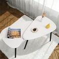 thumbnail image 6 of Nesting Triangle Coffee Table End Tables Set of 2 for Living Room Bedroom, Industrial Small Stacking Side Tables for Couch, White, 6 of 14