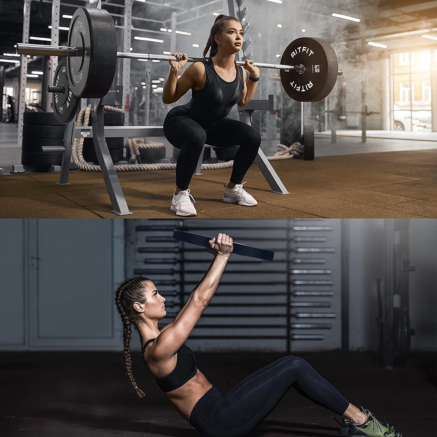 RitFit 45lb Olympic Weight Plate Set of 2, Bumper Plates With Steel Insert, Olympic Barbell Weight Plates for Gym and Home, Single, Pair