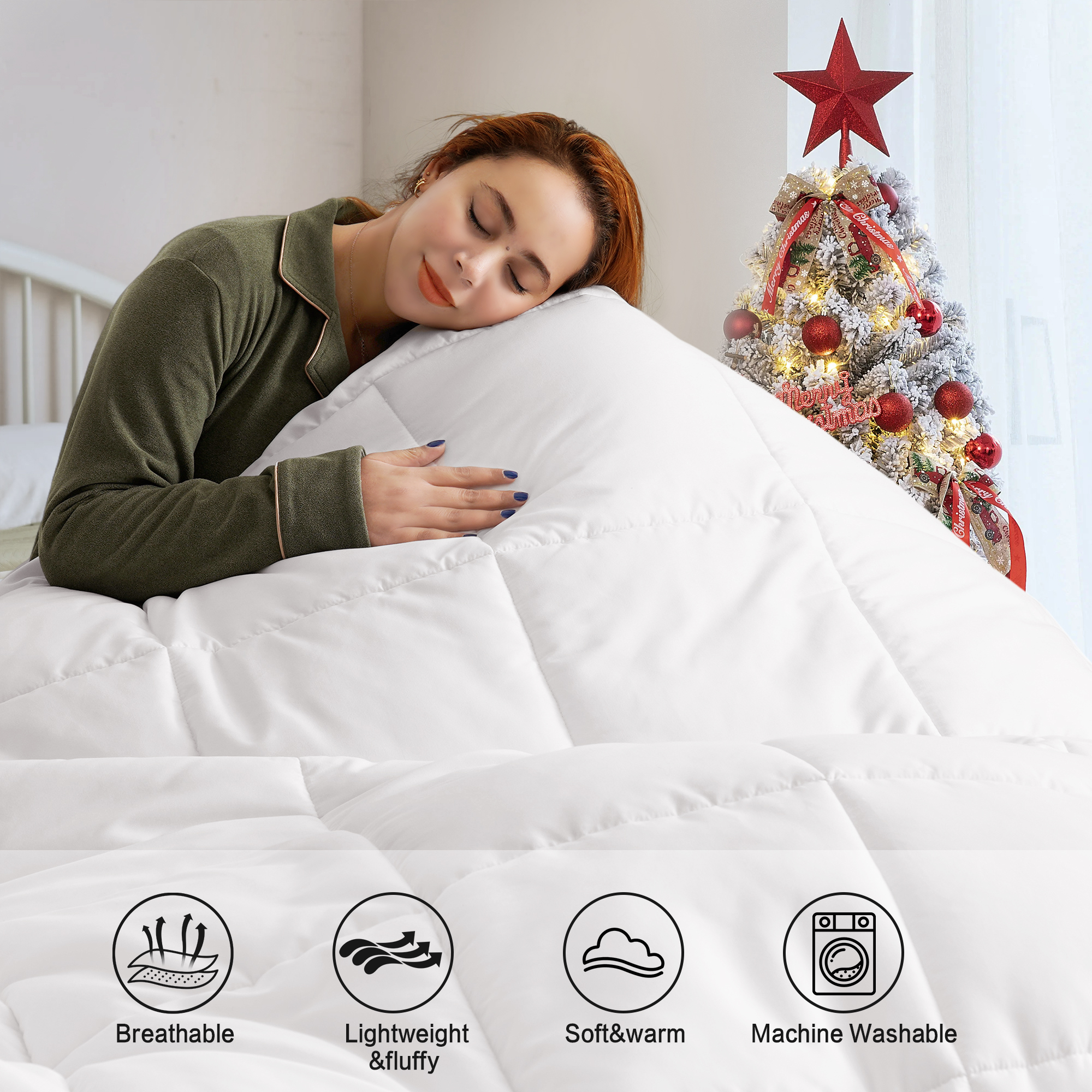 Emonia Luxury Quilted Down Alternative Comforter, Queen photo 6