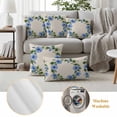 thumbnail image 6 of Spring Blue Flower Wreath Pillow Covers 2 Pack Country Watercolor Floral Bud Leaf Linen Pillowcase Waterproof Outdoor Throw Pillow Cover for Patio Garden Square Cushion 24”x24”, 6 of 9