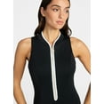thumbnail image 3 of Time and Tru Women's and Women's Plus Size Zip Front Tank Rash Guard Swimsuit, Sizes XS-3X, 3 of 5