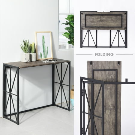 FurnitureR Foldable Console Table Small Computer Desk ...