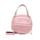 thumbnail image 1 of Bolso bandolera con forma de baloncesto, de piel sintética, ideal para viajes y vacaciones. Rosa, 1 of 9