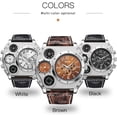 thumbnail image 2 of Oulm Compass Outdoor Sports Watches Analog White/Black/Brown Leather Strap Four Sub-dials Men Watch Sports Watch Military Watch Mechanical Watch for Men, 2 of 6