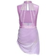 thumbnail image 4 of SiiRoh Girls Elegant Lyrical Dance Dress Sparkly Sleeveless Cutout Backless Mesh Overlay Dancewear Lavender 6, 4 of 7