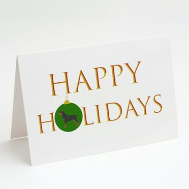 Miniature Pinscher Happy Holidays Greeting Cards and Envelopes Pack of 8 7 in x 5 in