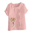 thumbnail image 4 of CLOISE Womens Short Sleeve Tops Plus Size Shirts Button Round Neck Casual Pullover Graphic Summer Blouses Pink, 4 of 5
