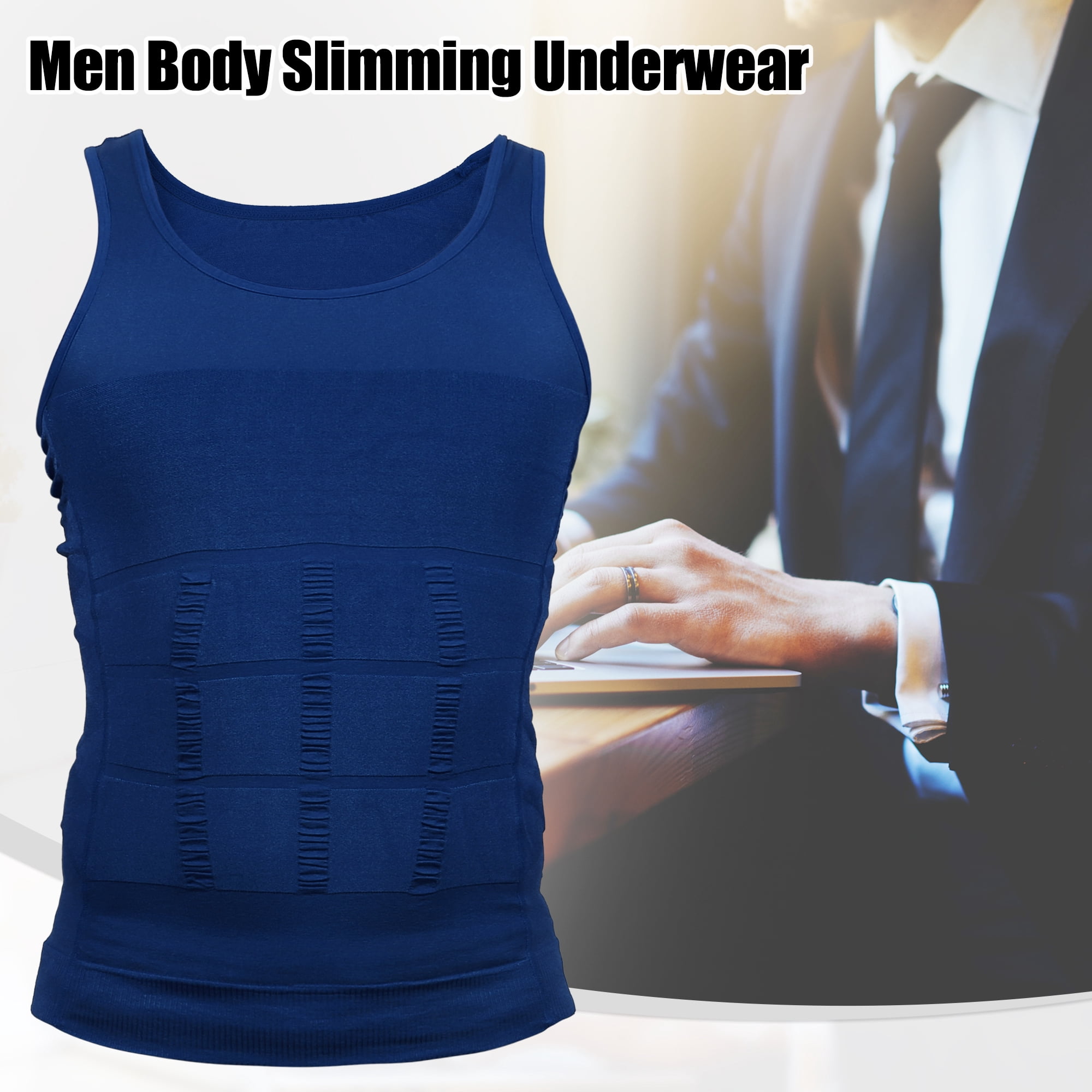 Unique Bargains Men Body Slimming Tummy Shaper Shapewear Waist Girdle XL Dark Blue