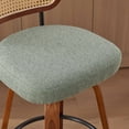 thumbnail image 6 of S-HOME Set of 2 Swivel Bar Stools in Walnut Black with Cane Rattan Back and Beige Linen Upholstered Seat for Kitchen Island，Light Green, 6 of 15