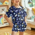 thumbnail image 4 of chaqlin Dinosaur Star Print Girls Clothes Cartoon Summer Outfit 2Piece Casual Soft Short Sleeve Top and Shorts Set with Pockets, 4 of 5